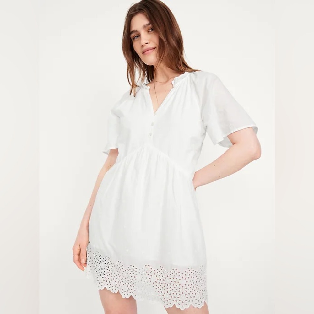 Old Navy White Dress with Button Detail